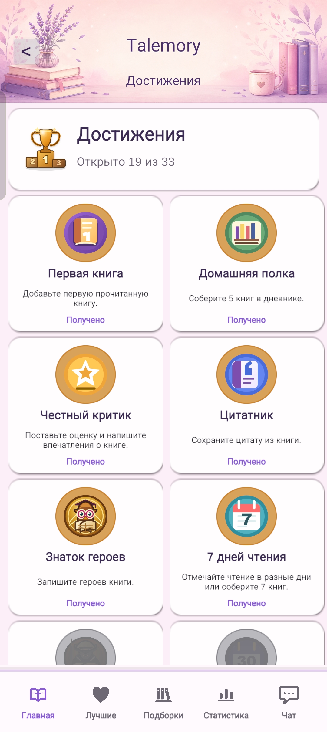 Достижения читателя